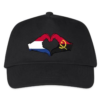 Holland Angola Flagge Hände Herzform - Kinder Basecap - Schwarz - Vorne