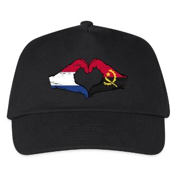 Holland Angola Flagge Hände Herzform used - Kinder Basecap - Schwarz - Vorne