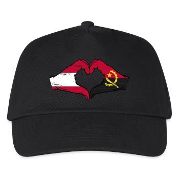 Österreich Angola Flagge Hände Herzform used - Kinder Basecap - Schwarz - Vorne