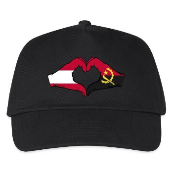 Österreich Angola Flagge Hände Herzform - Kinder Basecap - Schwarz - Vorne