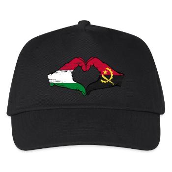 Ungarn Angola Flagge Hände Herzform used - Kinder Basecap - Schwarz - Vorne