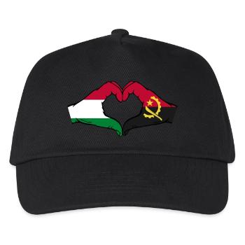 Ungarn Angola Flagge Hände Herzform - Kinder Basecap - Schwarz - Vorne
