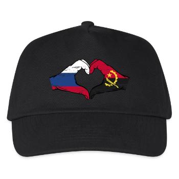 Russland Angola Flagge Hände Herzform used - Kinder Basecap - Schwarz - Vorne