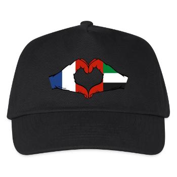 France, Émirats arabes unis, Cœur - Casquette de baseball Enfant - noir - Devant