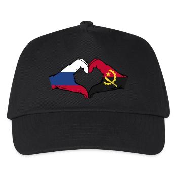Russland Angola Flagge Hände Herzform - Kinder Basecap - Schwarz - Vorne