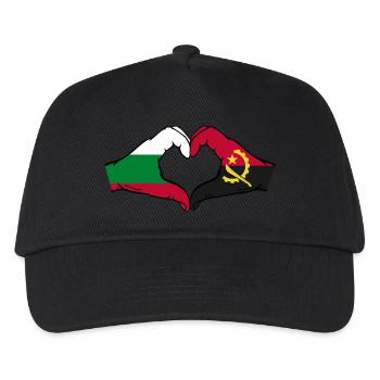 Bulgarien Angola Flagge Hände Herzform - Kinder Basecap - Schwarz - Vorne