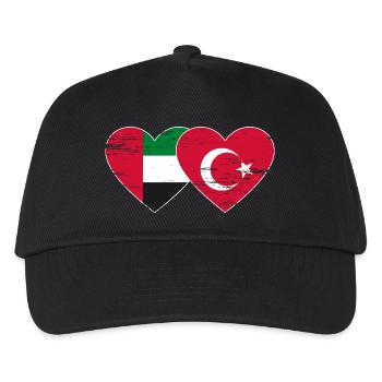 United Arab Emirates Turkey Flag Heart - Kids’ Baseball Cap - black - Front