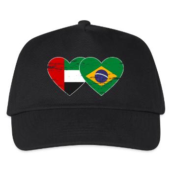 Vereinigte Arabische Emirate Brasilien Flagge Herz - Kinder Basecap - Schwarz - Vorne