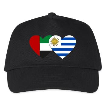Vereinigte Arabische Emirate Uruguay Flagge Herz - Kinder Basecap - Schwarz - Vorne