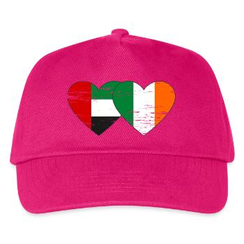 Vereinigte Arabische Emirate Irland Flagge Herz - Kinder Basecap - Fuchsia - Vorne