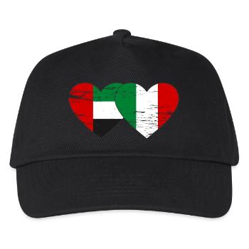 United Arab Emirates Italy Flag Heart - Kids’ Baseball Cap - black - Front