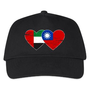 United Arab Emirates Taiwan Flag Heart - Kids’ Baseball Cap - black - Front