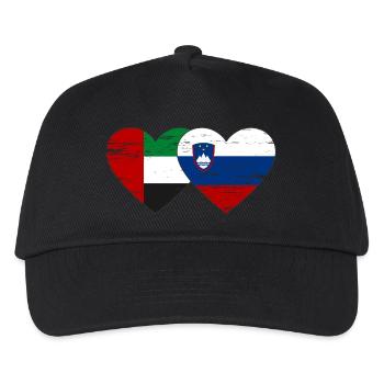 United Arab Emirates Slovenia Flag Heart - Kids’ Baseball Cap - black - Front