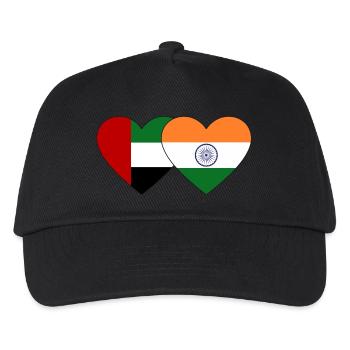 Vereinigte Arabische Emirate Indien Flagge Herz - Kinder Basecap - Schwarz - Vorne