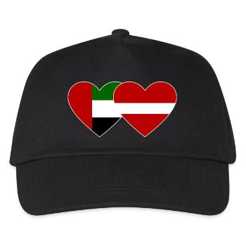 Vereinigte Arabische Emirate Lettland Flagge Herz - Kinder Basecap - Schwarz - Vorne