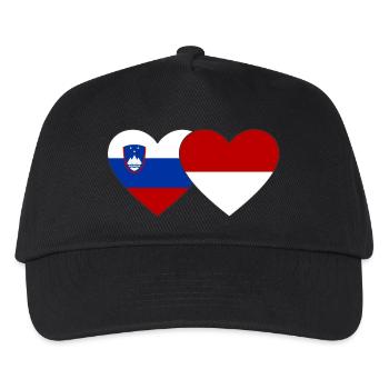 Slowenien Indonesien Flagge Herz - Kinder Basecap - Schwarz - Vorne