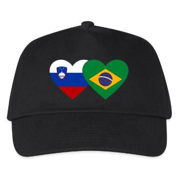 Slovenia Brazil Flag Heart - Kids’ Baseball Cap - black - Front