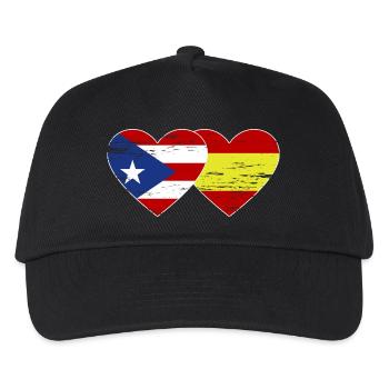 Costa Rica Spanien Flagge Herz used - Kinder Basecap - Schwarz - Vorne