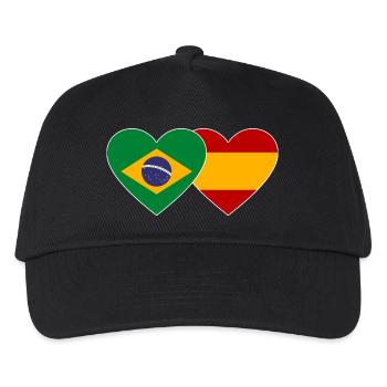 Brazil Spain Flag Heart - Kids’ Baseball Cap - black - Front
