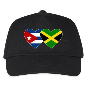 Kuba Jamaika Flagge Herz - Kinder Basecap - Schwarz - Vorne