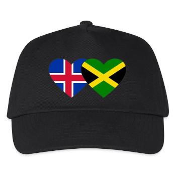 Island Jamaika Flagge Herz - Kinder Basecap - Schwarz - Vorne