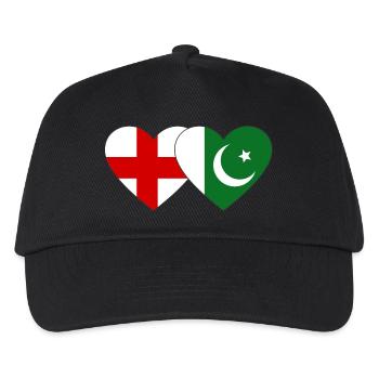 England Pakistan flag heart used - Kids’ Baseball Cap - black - Front
