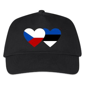 Tschechien Estland Flagge Herz - Kinder Basecap - Schwarz - Vorne
