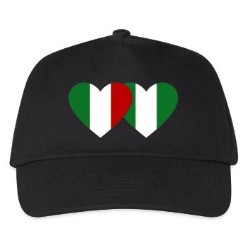 Italien Nigeria Flagge Herz - Kinder Basecap - Schwarz - Vorne