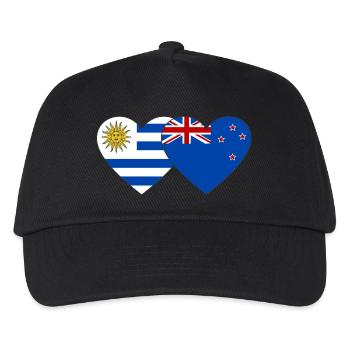 Uruguay Neuseeland Flagge Herz - Kinder Basecap - Schwarz - Vorne