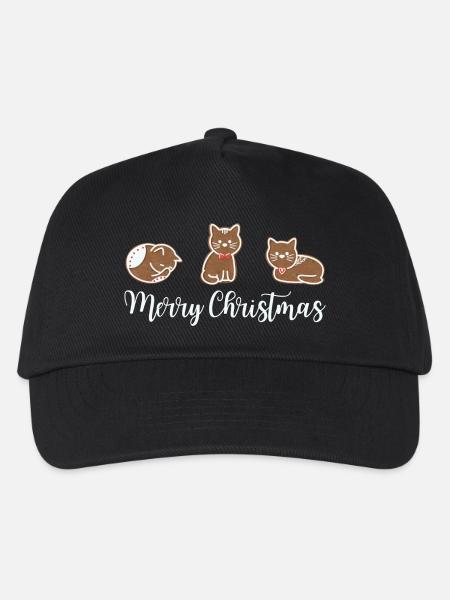 Lebkuchen Katzen wünschen frohe Weihnachten - Kinder Basecap - Schwarz