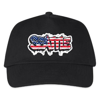 Design de Seattle dans le style graffiti avec drapeau américain - Casquette de baseball Enfant - noir - Devant