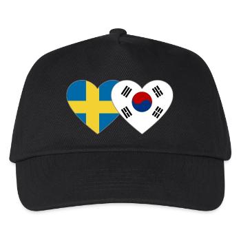 Schweden Südkorea Flagge Herz - Kinder Basecap - Schwarz - Vorne
