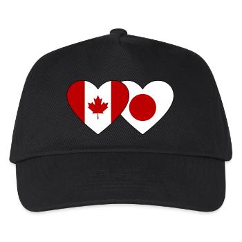 Kanada Japan Flagge Herz - Kinder Basecap - Schwarz - Vorne