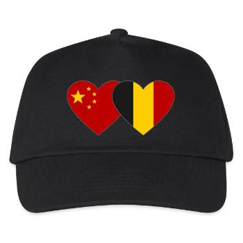 China Belgien Flagge Herz - Kinder Basecap - Schwarz - Vorne