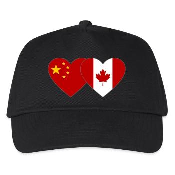 China Kanada Flagge Herz - Kinder Basecap - Schwarz - Vorne