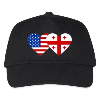 USA Georgien Flagge Herzform - Kinder Basecap - Schwarz - Vorne