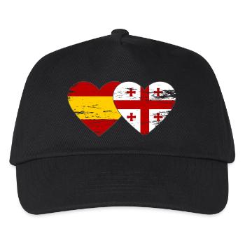 Spanien Georgien Flagge Herz used - Kinder Basecap - Schwarz - Vorne