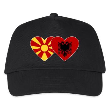 Mazedonien Albanien Flagge Herz - Kinder Basecap - Schwarz - Vorne