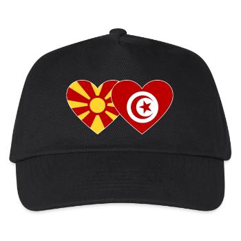Mazedonien Tunesien Flagge Herz - Kinder Basecap - Schwarz - Vorne