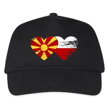 Macedonia Poland Flag Heart used - Kids’ Baseball Cap - black - Front