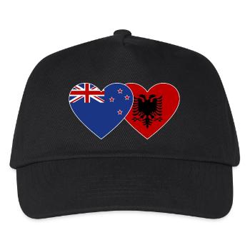 Neuseeland Albanien Flagge Herz used - Kinder Basecap - Schwarz - Vorne