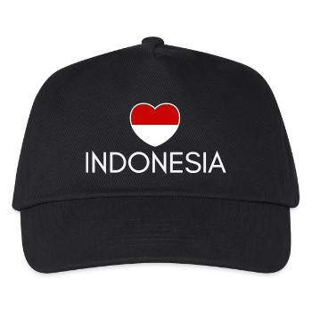 Ich liebe Indonesien, Herz Indonesien - Kinder Basecap - Schwarz - Vorne