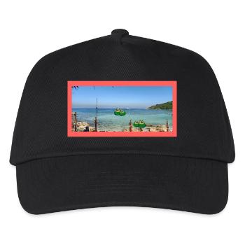 Beach photo with coconut - Kids’ Baseball Cap - black - Front
