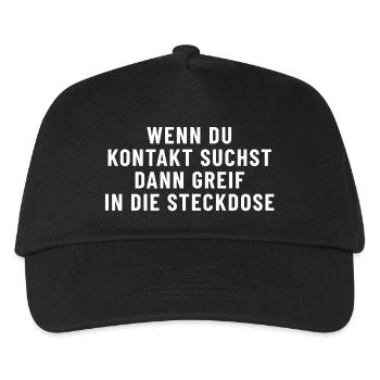 Wenn du Kontakt suchst dann greif in die Steckdose - Kinder Basecap - Schwarz - Vorne