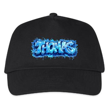 Graffiti Thomas Name Geschenk Ideal Druckbar - Kinder Basecap - Schwarz - Vorne