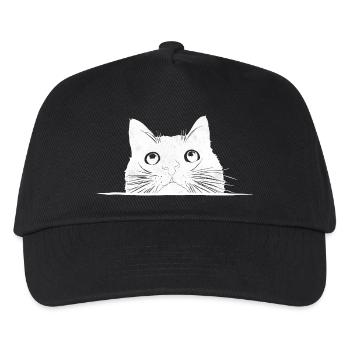 Peeping cat with whiskers - Kids’ Baseball Cap - black - Front