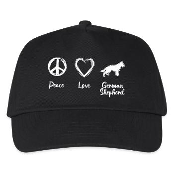Peace Love German Shepherd - Kinder Basecap - Schwarz - Vorne
