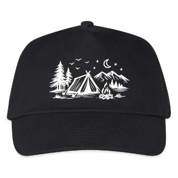 Camping Zelt - Kinder Basecap - Schwarz - Vorne