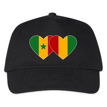Senegal_Guinea_Flagge_Herz - Kinder Basecap - Schwarz - Vorne