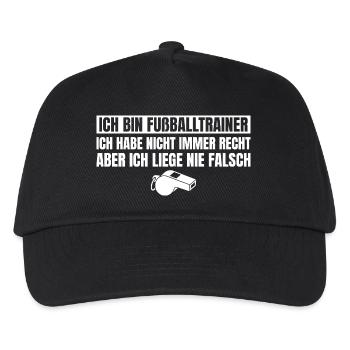 Fußballtrainer Hat nicht immer recht Fußball Coach - Kinder Basecap - Schwarz - Vorne